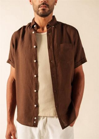 CLEMENT Manches Courtes Chemise homme en lin |Saint James