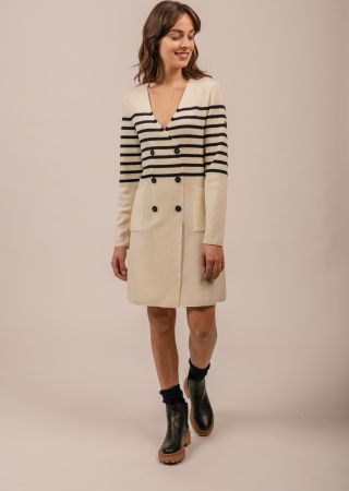 Robe ROYAL col V en 100% Laine Saint James