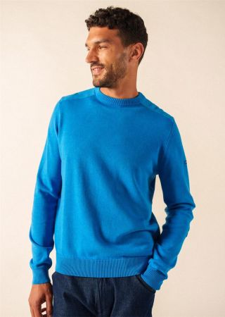 TREVISE Pull Col rond  en coton coupe confort et toile sur les épaules|Saint James
