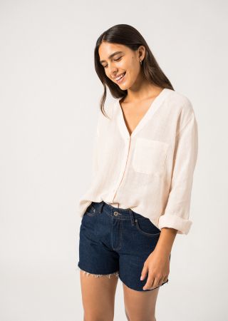 LAURENCE Chemise en gaze de lin col V SAINT JAMES