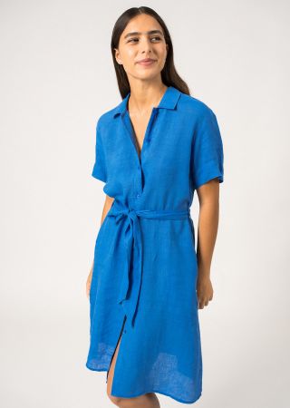CHRISTINA Robe chemise mi-longue en Lin