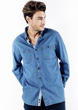 NEW LAMBERT II  Chemise manches longues coton DENIM |Saint James