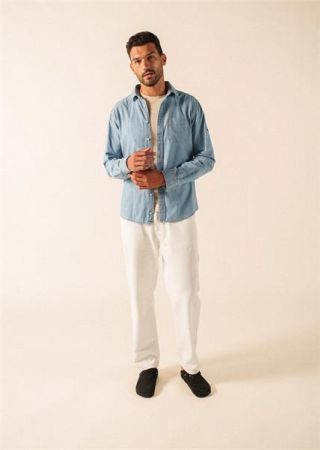 DONOVAN Chemise homme coton Chambray manches longues|Saint James