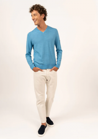 BONIFACIO Pull col V en laine homme