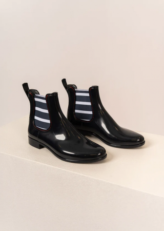 CYANA  Bottines en caoutchouc à élastiques rayés Saint James.