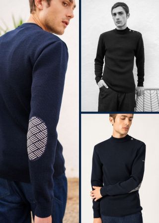 MATELOT ÉQUIPAGE Pull marin  à coudières contrastées |Saint James