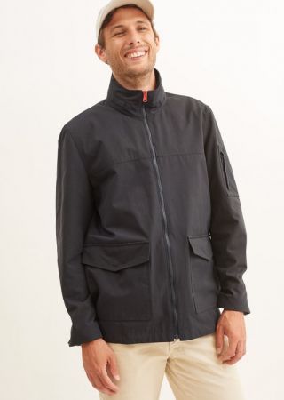 ST JOCELIN Parka déperlante à col montant bleu marine avec poches