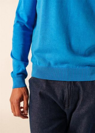 TREVISE Pull Col V  en coton coupe confort et toile sur les épaules|Saint James