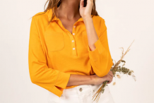 CÉLINE  Polo manches 3/4  en coton Pima