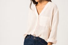 LAURENCE Chemise en gaze de lin col V SAINT JAMES