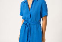 CHRISTINA Robe chemise mi-longue en Lin