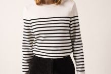 BREGANÇON RAYÉ Pull marin rayé pure laine, coudières unies