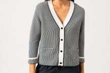 CALANQUES Cardigan en maille  de coton fantaisie col V Saint James et Isabelle Ballu