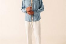 DONOVAN Chemise homme coton Chambray manches longues|Saint James