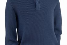 BOURBOULE Pull col montant boutonné à motifs chevrons Saint James