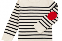 BRÉGANCON E Pull marin rayé à coudières contrastées pour enfant