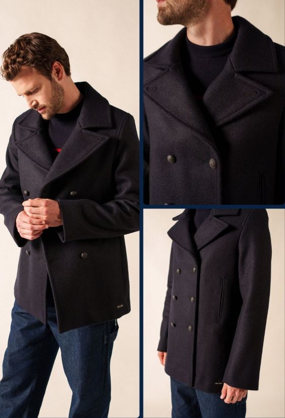 Saint James – Caban Homme Galion II en Drap de Laine – Marine